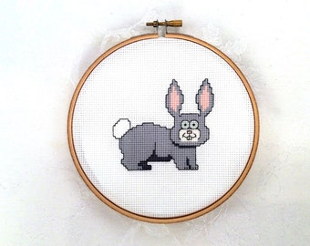 Bunny cross stitch pattern, rabbit needlepoint, animal embroidery, cute PDF pattern, digital download, wildlife printable, pet patterns