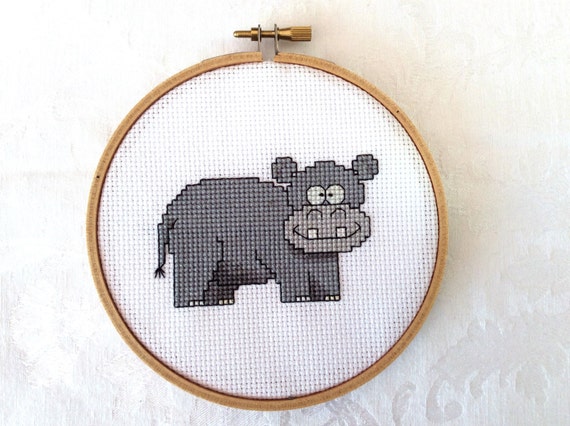 Hippo Cross Stitch Pattern Jungle Animal Embroidery Zoo Etsy