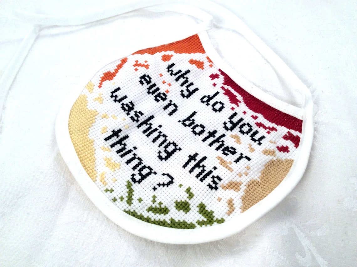 Messy Counted Cross Stitch Baby Bib Pattern Embroidery Baby Etsy