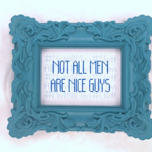 Not All Men Are Nice Guys cross stitch pattern, feminism embroidery, feminist needlepoint, sexism, toxic masculinity, patriarchy, times up
