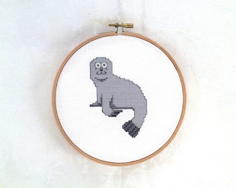 Seal Cross Stitch Pattern, sea lion embroidery