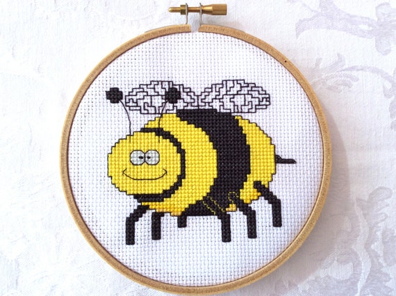 Beautiful Flowers cross stitch pattern pdf embroidery design modern cross stitch chart Bumblebee Bee cross stitch