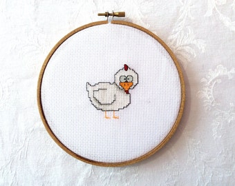 Chicken cross stitch pattern, PDF pattern, animal embroidery, farm needlepoint, bird digital download, hen needlecraft, xstitch chart