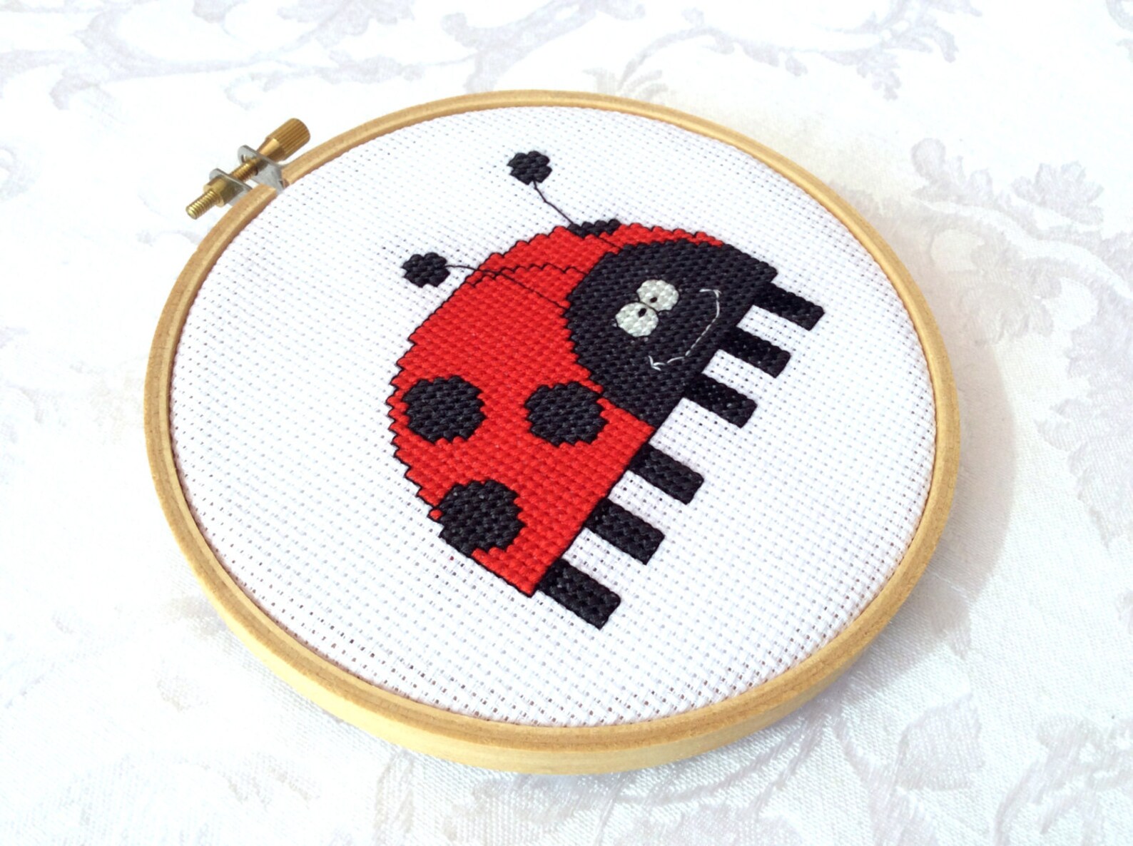 Ladybug Cross Stitch Pattern, PDF Pattern, Bug Embroidery, Garden