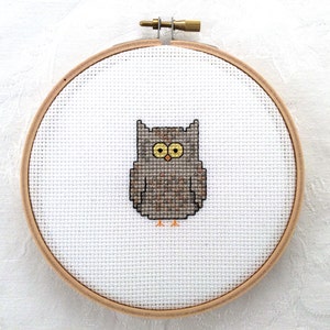 Owl cross stitch pattern, PDF pattern, forest embroidery, woodland creature, night bird needlepoint, cute animal, printable xstitch