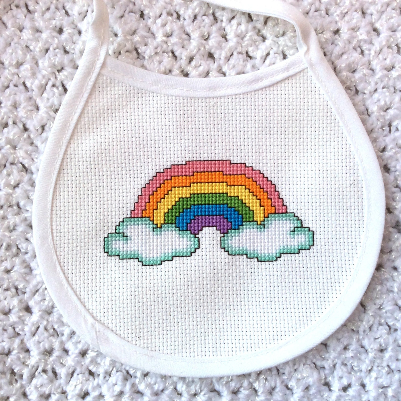 Rainbow Baby Bib Cross Stitch Pattern Xstitch PDF Pattern Etsy