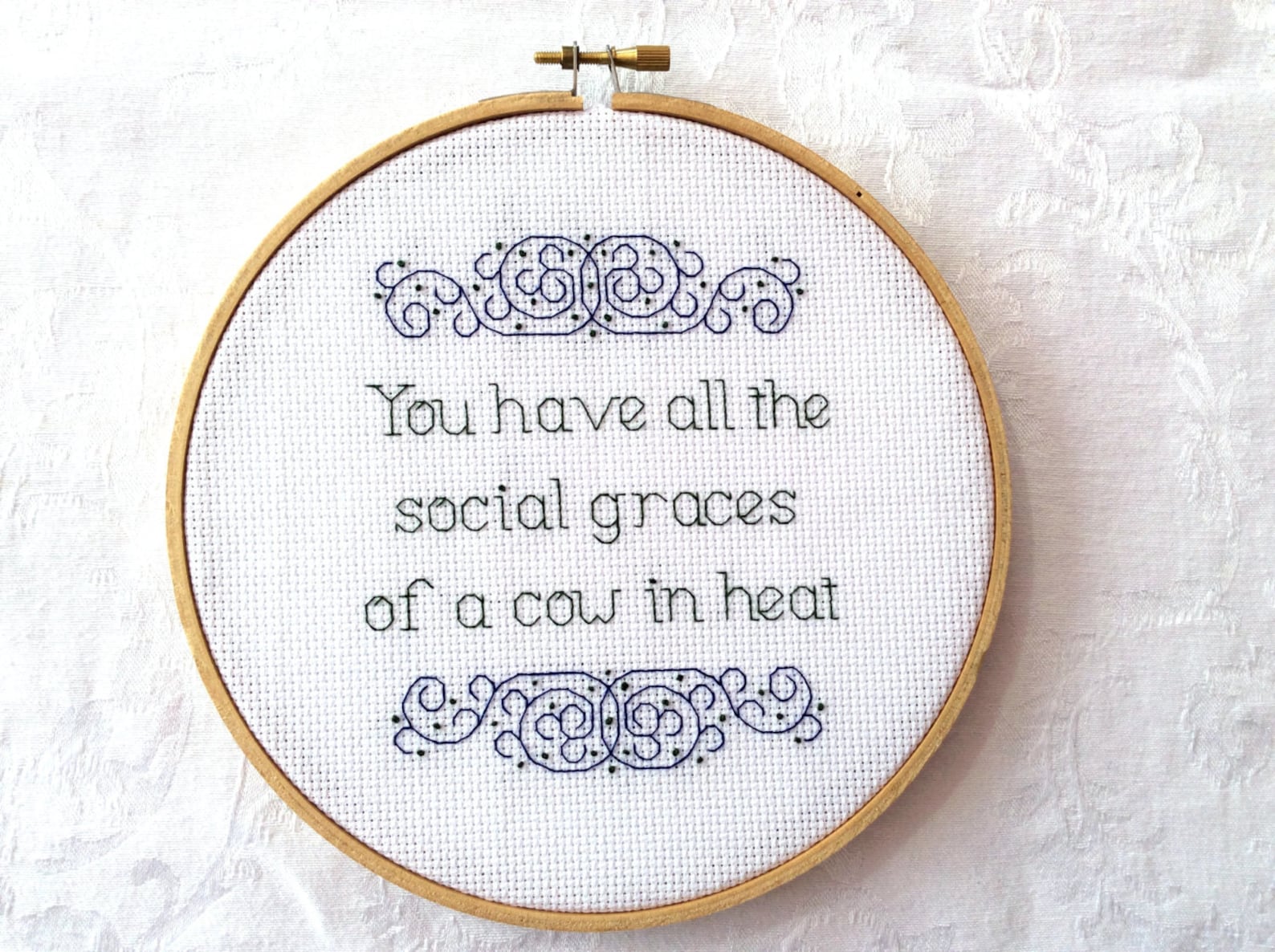 Social Graces Embroidery, Sarcastic Cross Stitch Pattern, PDF Pattern