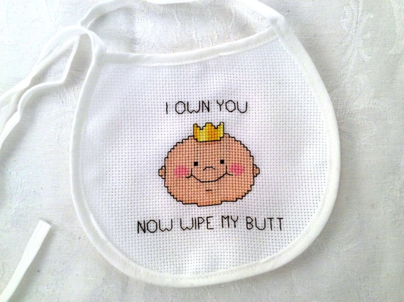 Snarky Baby Bib Cross Stitch Pattern, Funny Needlepoint, Rude