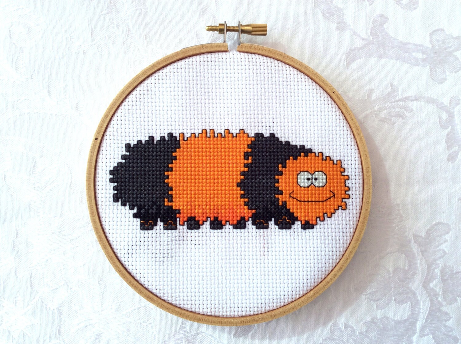 Caterpillar Cross Stitch Pattern, PDF Pattern, Bug Needlepoint, Wooly