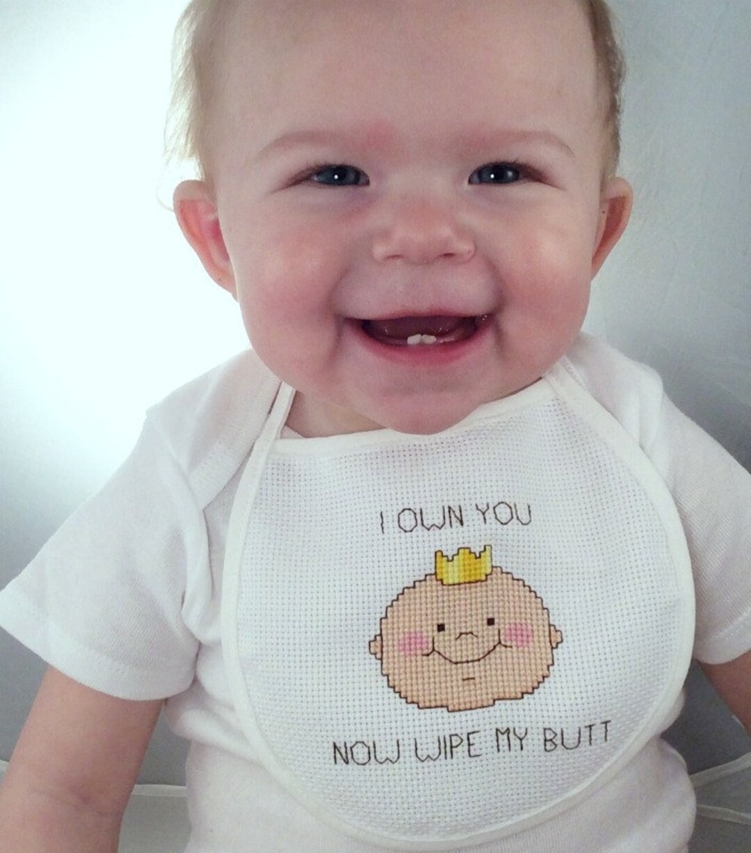Snarky Baby Bib Cross Stitch Pattern, Funny Needlepoint