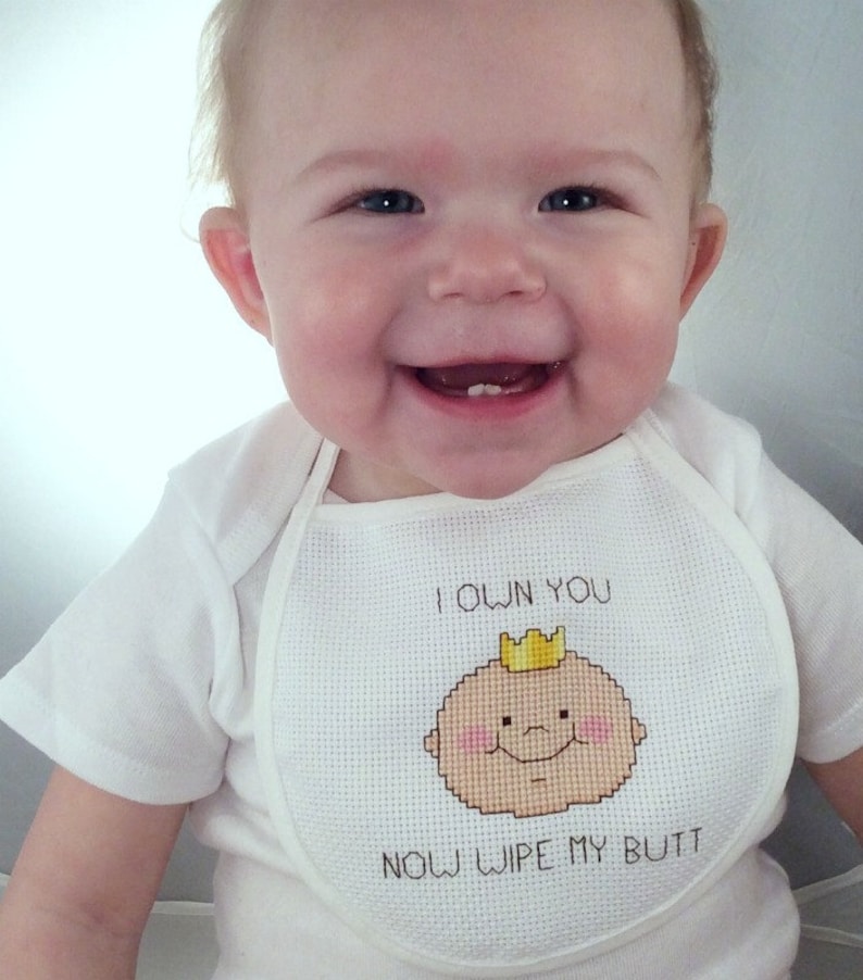 Snarky Baby Bib Cross Stitch Pattern, Funny Needlepoint, Rude