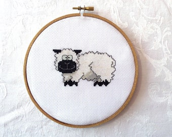 Sheep cross stitch pattern, farm needlepoint, animal embroidery, digital download, PDF pattern, Easter instant download, printable chart