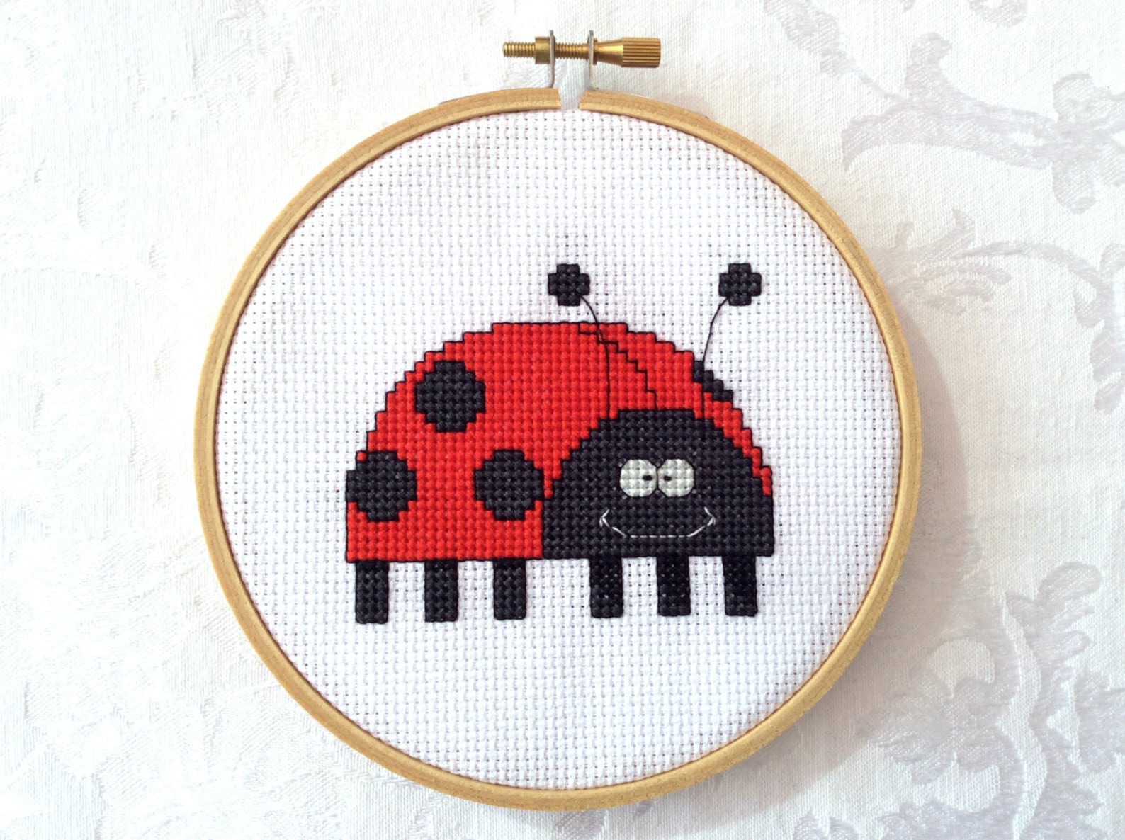 Ladybug Cross Stitch Pattern, PDF Pattern, Bug Embroidery, Garden