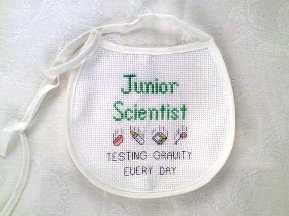 Junior Scientist Cross Stitch Baby Bib Pattern Cute Etsy