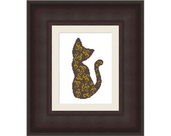 Cross Stitch Pattern PDF Cute Kitten - Counted Cross Stitch Chart, Embroidery Design of Cat - INSTANT DOWNLOAD