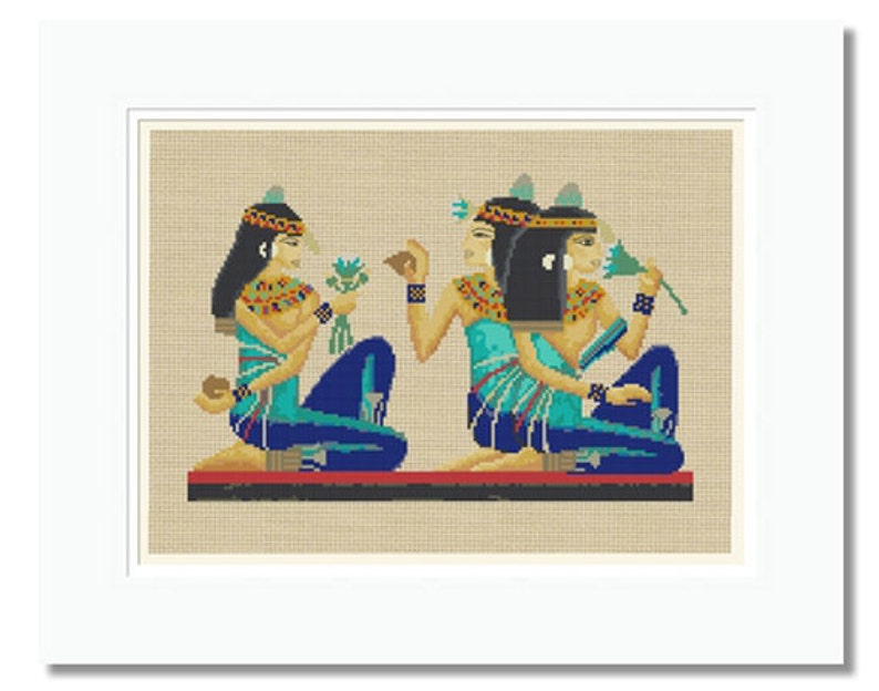 Cross Stitch Pattern Egyptian Women With Metopion, Ancient Art, Counted