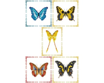 Motif de point de croix bébé papillon, ensemble de 5 tableaux de point X comptés, conception de broderie facile bricolage, échantillonneur, pépinière, PDF - TÉLÉCHARGEMENT INSTANTANÉ
