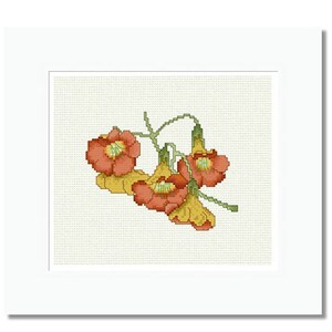 Kreuzstichvorlage Blumen Trompete, Kreuzstichvorlage, gezählt, Frühling, einfaches Stickmuster, Sampler, DiY, PDF-Datei - INSTANT DOWNLOAD