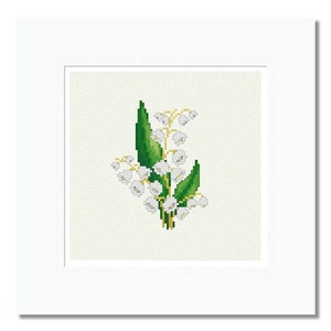 Cross Stitch Pattern Lily of the Valley Flower Embroidery Design Baby Nursery Easy Counted X Chart DiY Spring Sampler PDF - INSTANT DOWNLOAD