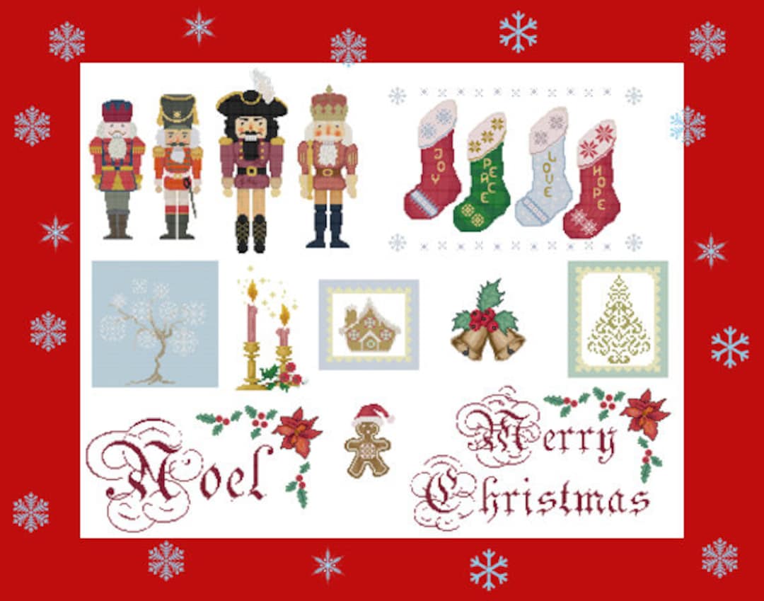 Christmas Counted Cross Stitch Patterns Collection Charts, Embroidery