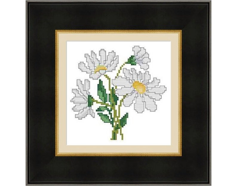 Cross Stitch Pattern Daisy Flowers Counted Cross Stitch Etsy
