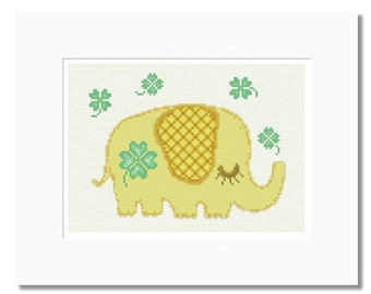 Cross Stitch Pattern Baby Lucky Elephant, Set of 5 Easy Counted Cross Stitch Charts, Nursery Embroidery Design, PDF file - INSTANT DOWNLOAD