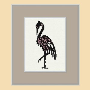 Cross Stitch Pattern Bird Heron Silhouette, Counted Cross Stitch Chart, Embrodery Design, Animal, Funny, Easy, DiY, PDF - INSTANT DOWNLOAD