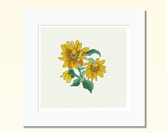 Cross Stitch Pattern Sunflower, Baby Flower, Spring, Counted Chart, Easy Embroidery Design, Craft DiY, Sampler Kit, PDF - INSTANT DOWNLOAD