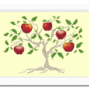 Cross Stitch Pattern Apple Tree, Easy Embroidery Design, Needlework, Counted Cross Stitch Chart, Funny, DiY, PDF file - INSTANT DOWNLOAD