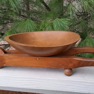 Wood Wheelbarrow Candy Dish Nut Bowl Vintage Home Decor