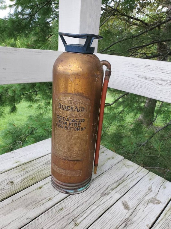 Vintage Brass Fire Extinguisher: General Quick Aid Soda Acid