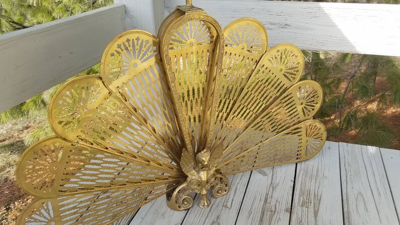 Ornate Brass 1920 S Victorian Fanning Fireplace Screen Etsy