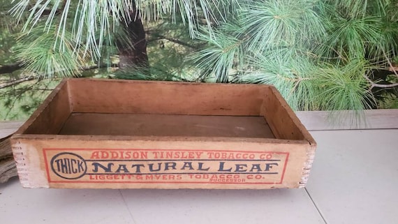 Vintage Addison Tinsley Tobacco Crate: Thick Natural Leaf Display Box #2580 