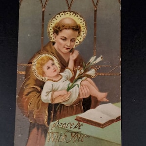 St. Anthony of Padua Postcard Peace Be With You Collectible Ephemera
