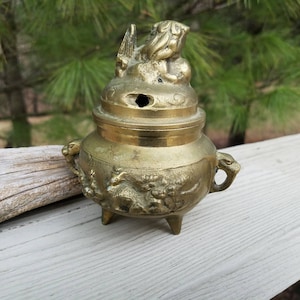 Brass FOO Dog Incense Burner Made in Korea Vintage Brass Incense Burner
