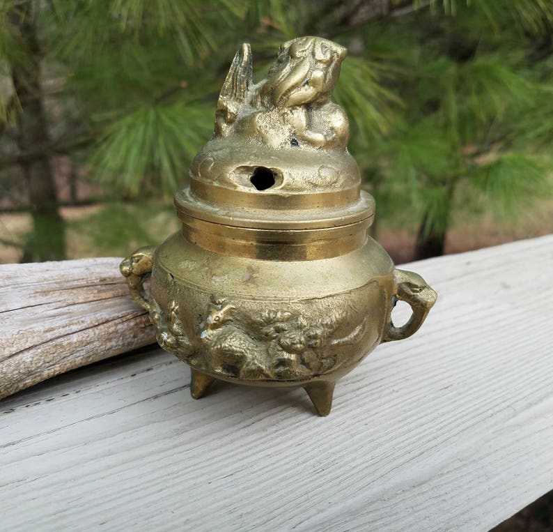 Brass FOO Dog Incense Burner Made in Korea / Vintage Brass Etsy