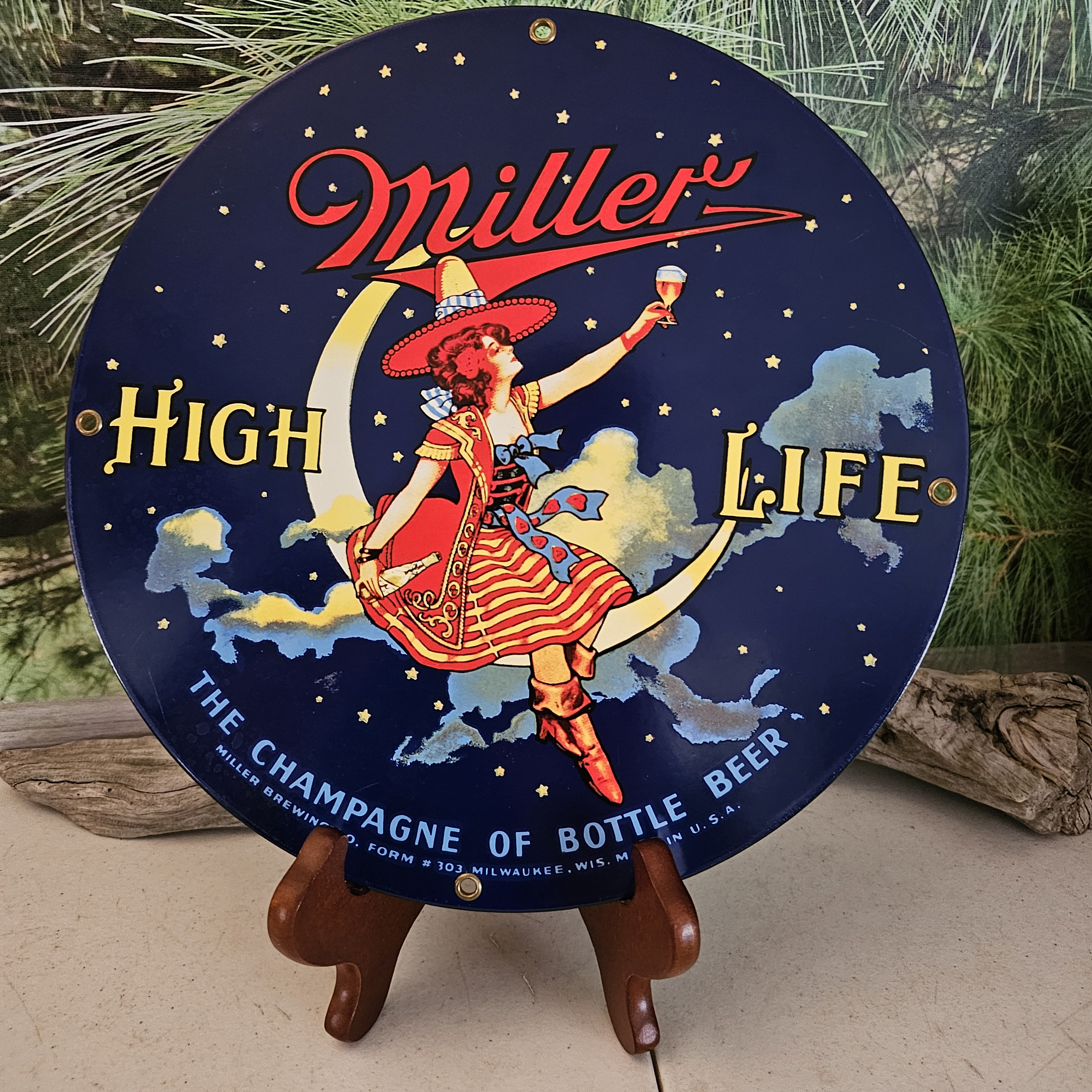 Vintage Miller High Life Beer Sign: Ande Rooney Porcelain