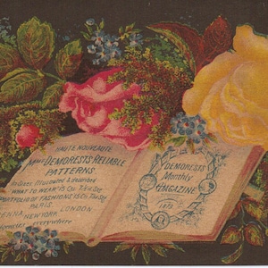 Demorests Monthly Magazine 1879 Trade Card Antique Advertising Victorian Antique Trade Card