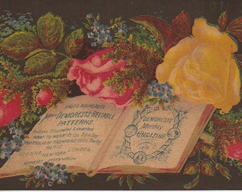 Demorests Monthly Magazine 1879 Trade Card Antique Advertising