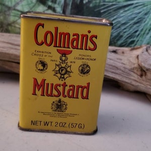 Vintage COLMAN&#39;S MUSTARD Spice Tin Yellow, Red & Black Colman&#39;s Mustard Spice Can 2 Ounces #3066