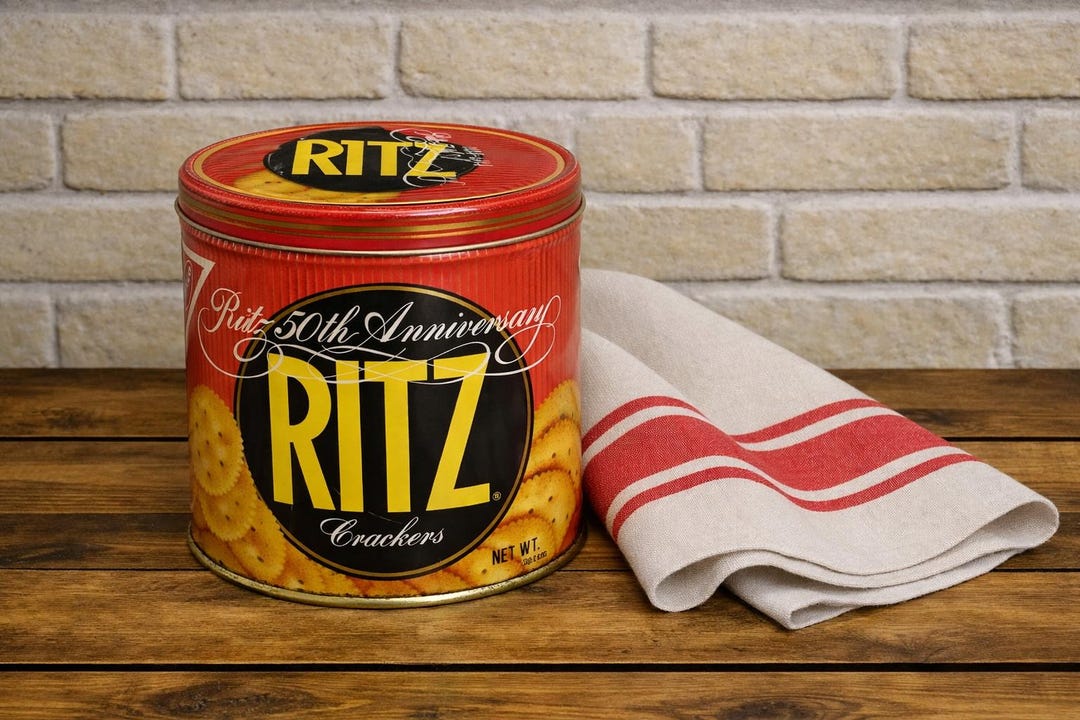 Vintage Ritz Cracker Tin: 50th Anniversary Kitchen Storage #4291