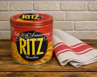 Vintage Ritz Cracker Tin: 50th Anniversary Kitchen Storage #4291