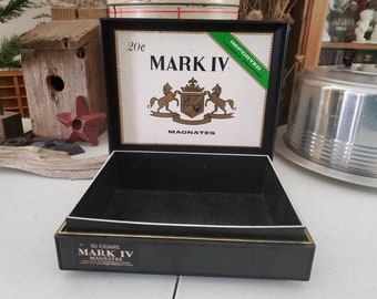 Mark IV Magnates Black Plastic Cigar Box Tobacco Collectible