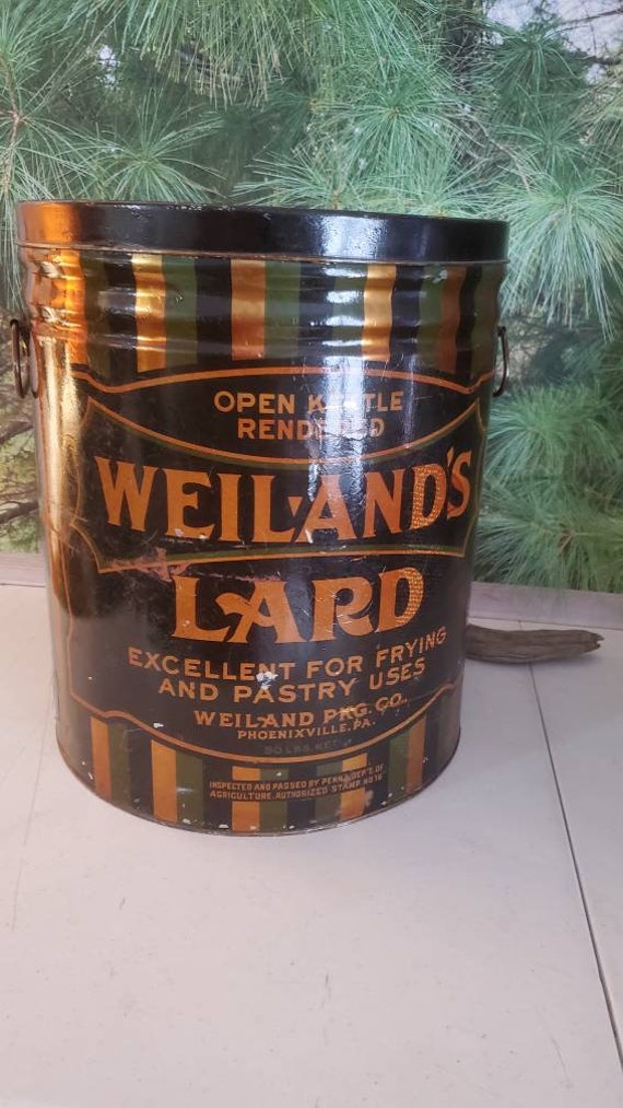 Weiland's Lard Can Open Kettle Rendered 50 LBS With Lid & Etsy