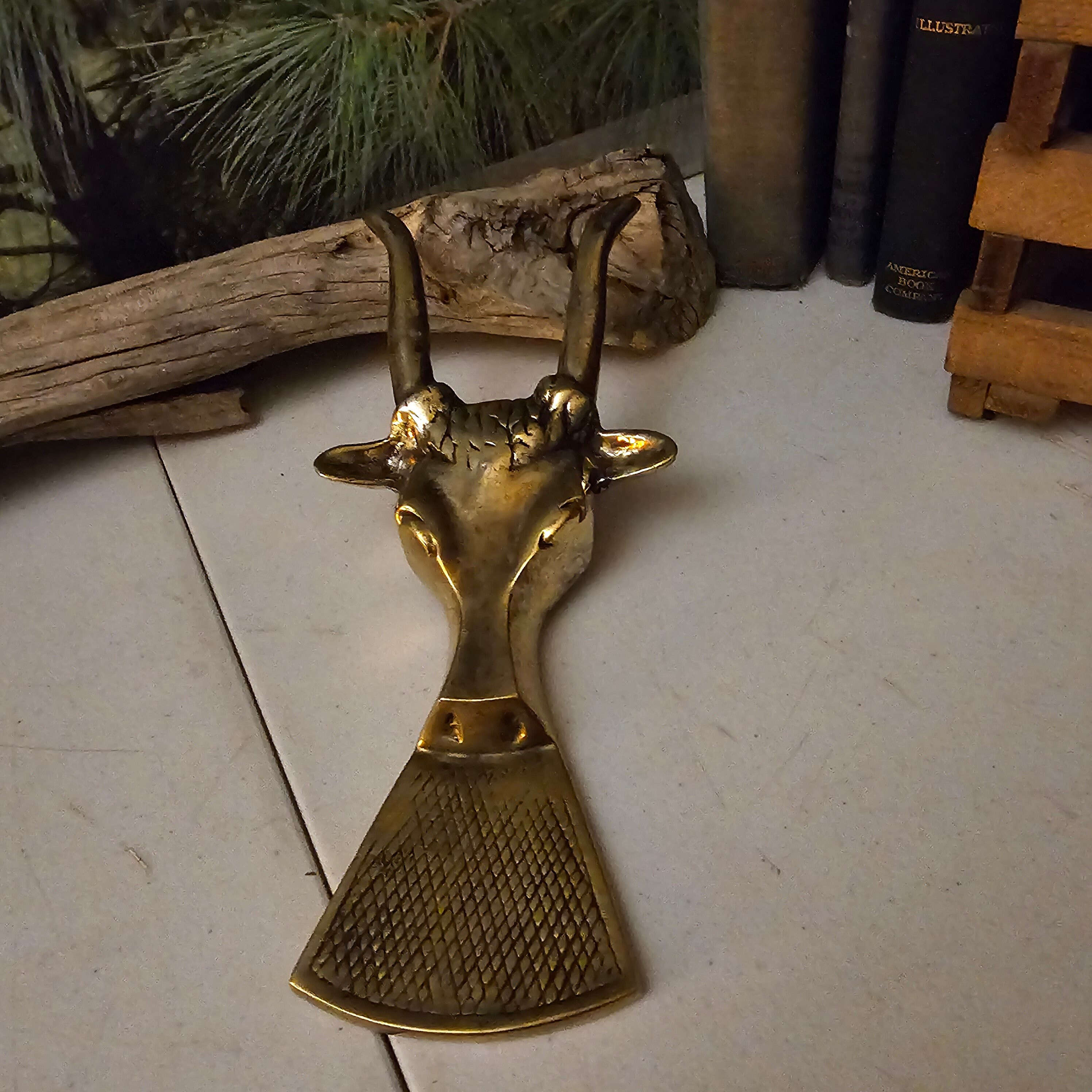 Brass Long Horned Steer Boot Jack Western Style Boot Pull Vintage