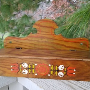 Pennsylvania Dutch Motif Candle Holder, Wood Candle Box, Home Made Wall Box Rustic Primitive Home Decor