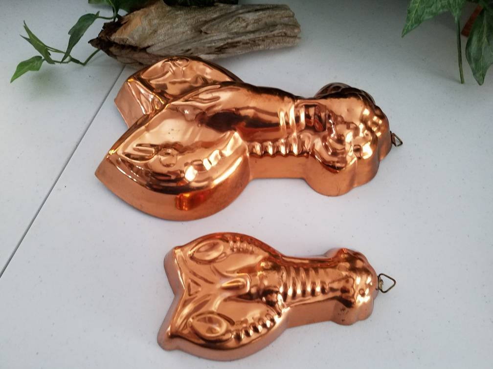 Vintage Copper Lobster Jello Mold Set of 2 Etsy