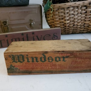 Old Windsor Yellow American Cheese Box Wood Advertising Cheese Box Wisconsin / Vintage Farmhouse Decor  #1954