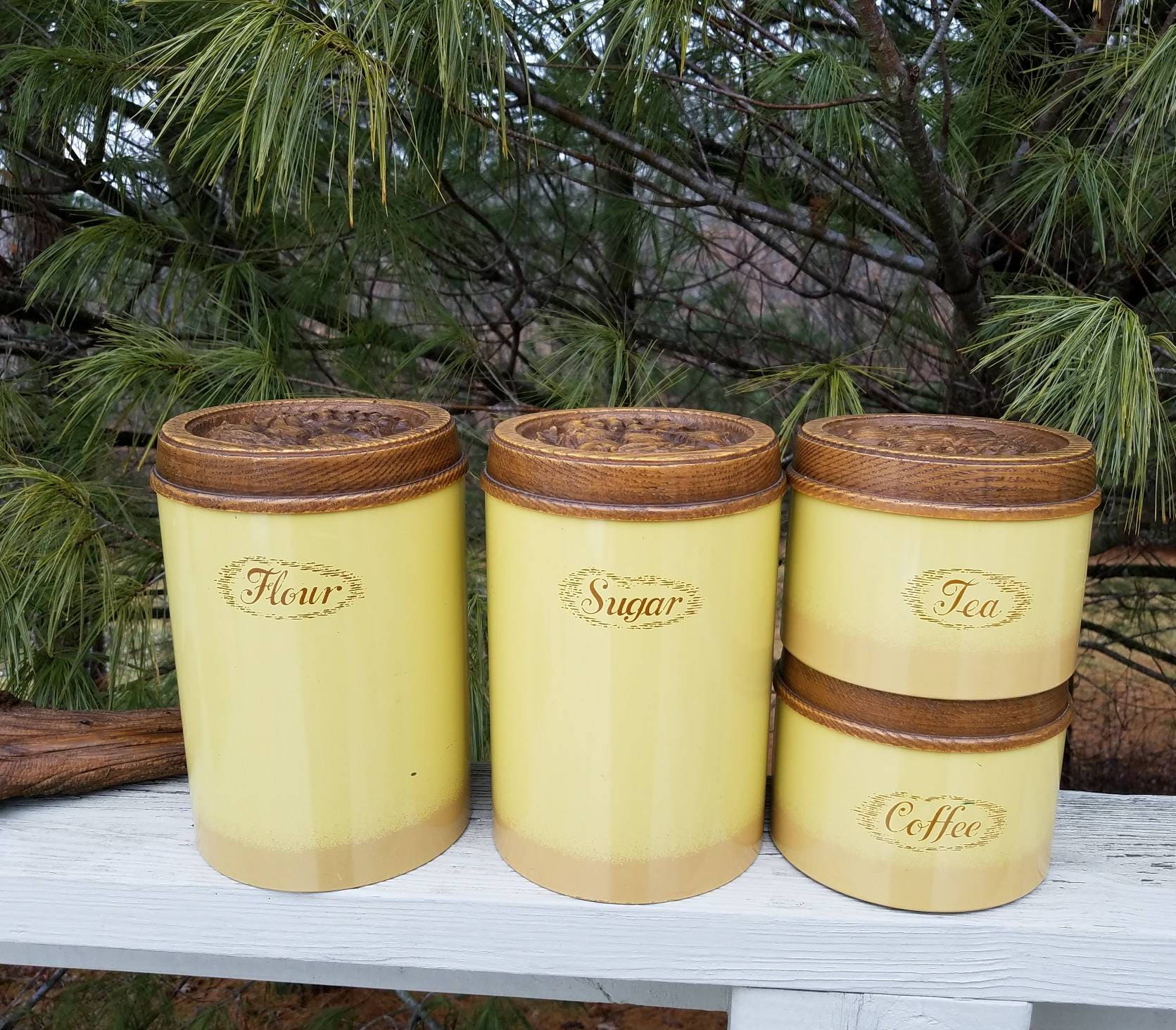 Burlington Crafts Canister Set of 4 Harvest Gold Made in U. S. A.