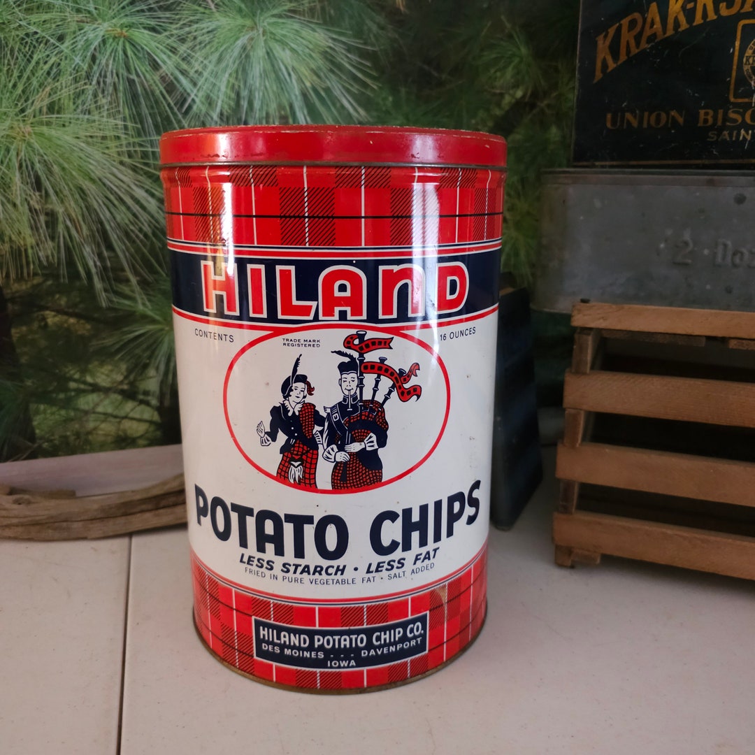 1940s HILAND Potato Chip Can Red White & Blue Advertising Etsy